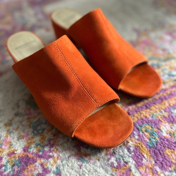Vagabond Shoes - Vagabond Orange Suede Open-Toe Mule Heels
